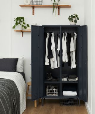 grey metal wardrobe