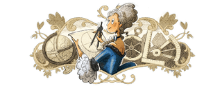 A Google doodle depicting French physicist and philosopher Émilie du Châtelet for her 315th birthday on Dec. 17, 2021.