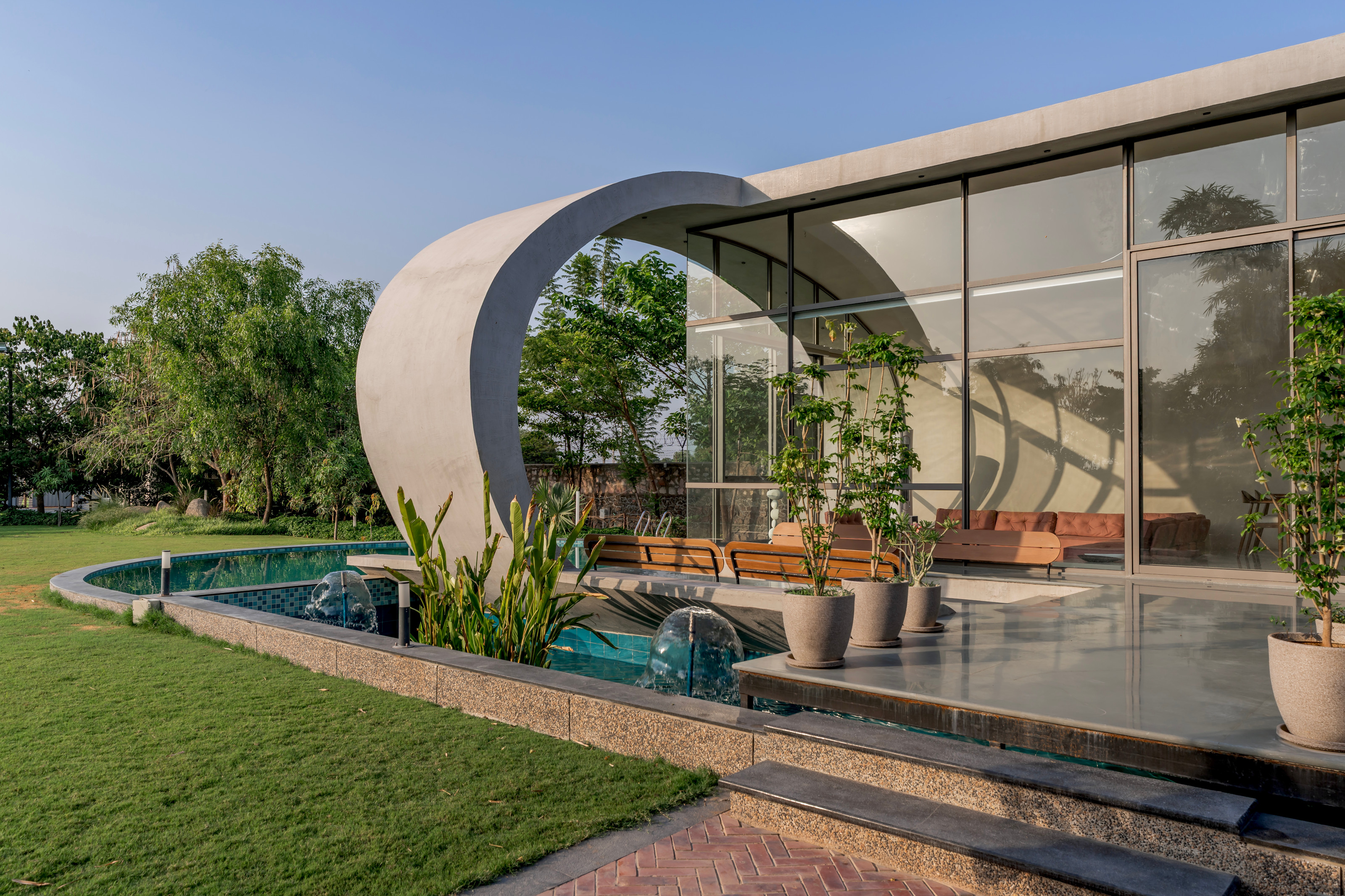 A view of the main house and integral terrace