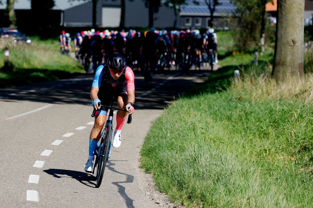 GENNEP NETHERLANDS SEPTEMBER 06 Femke Gerritse of The Netherlands and Team Parkhotel Valkenburg attacks during the 25th Simac Ladies Tour 2023 Stage 1 a 1391km stage from Gennep to Gennep UCIWWT on September 06 2023 in Gennep Netherlands Photo by Bas CzerwinskiGetty Images
