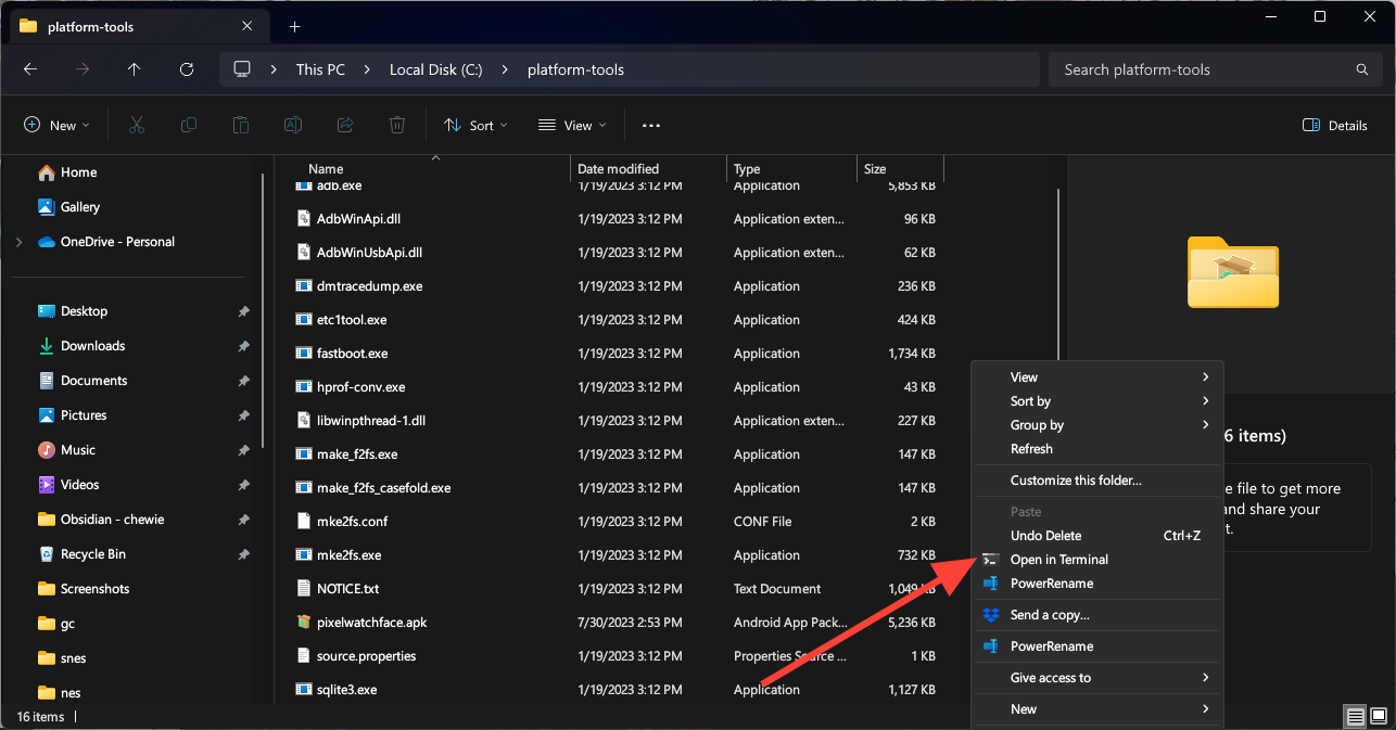 Clique com o botão direito e selecione Abrir no Terminal