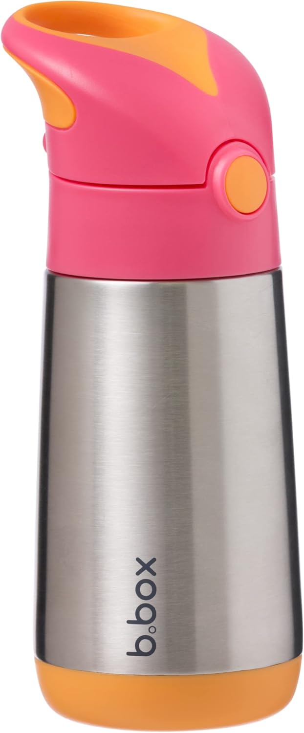 B.box 12 Oz Insulated Water Bottle: Keeps Drinks Cold Up to 8 Hours, Warm Up to 6 Hours. Double Wall Stainless Steel Bottle. (strawberry Shake, 12 Oz)