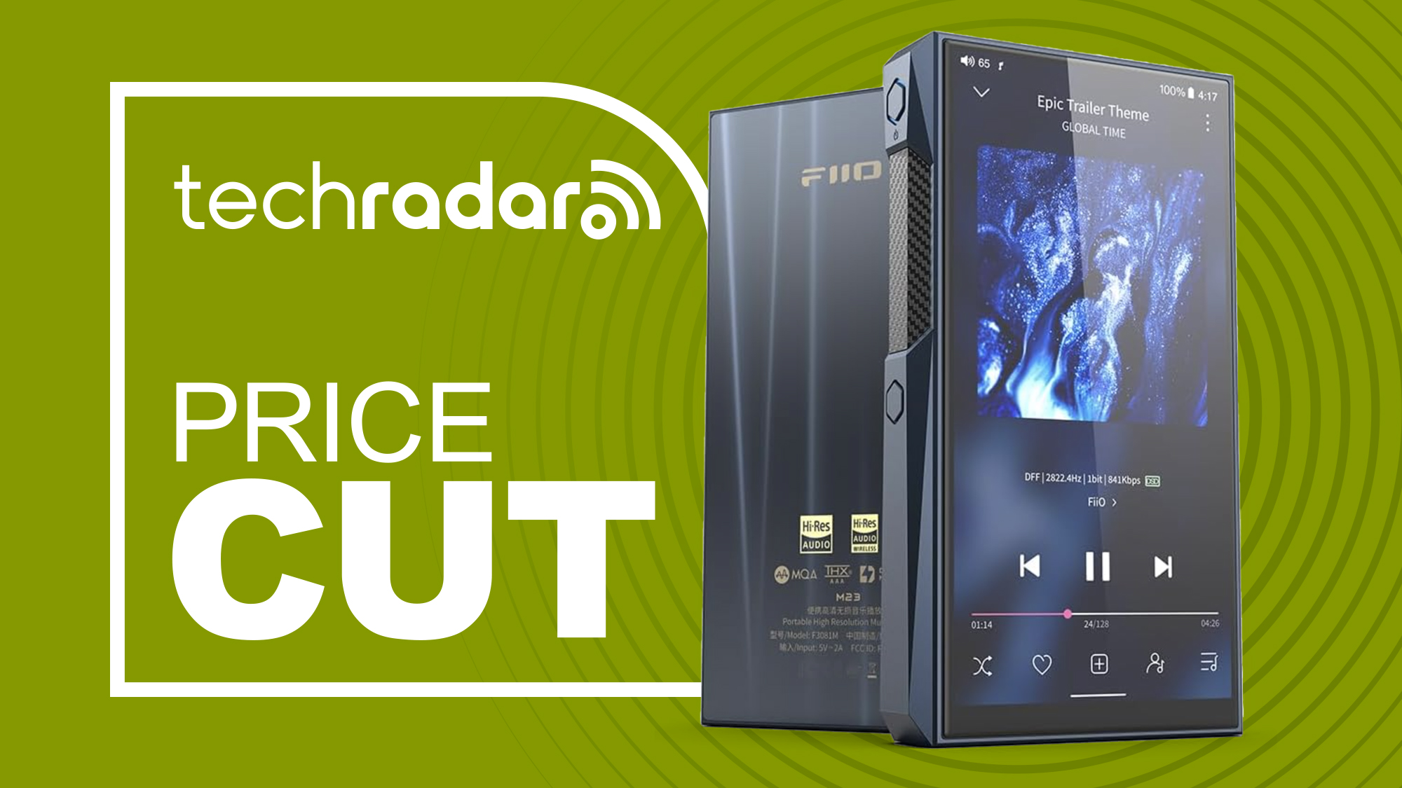 Fiio M23 music player with a sign saying Price Cut