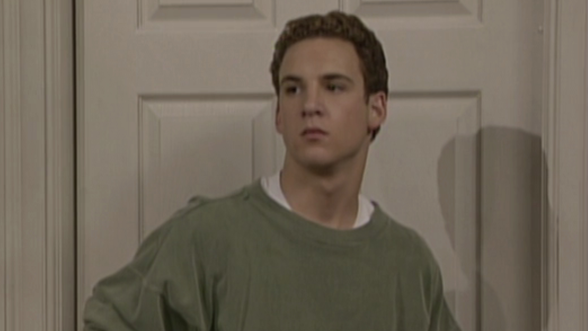 Cory Matthews (Ben Savage) looks upset on Boy Meets World.