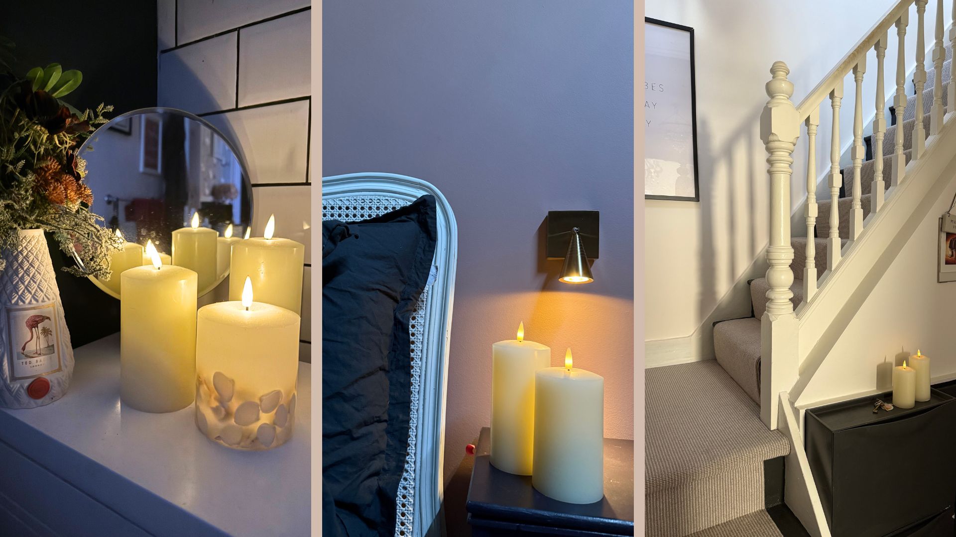 LED candles style in different rooms in the house