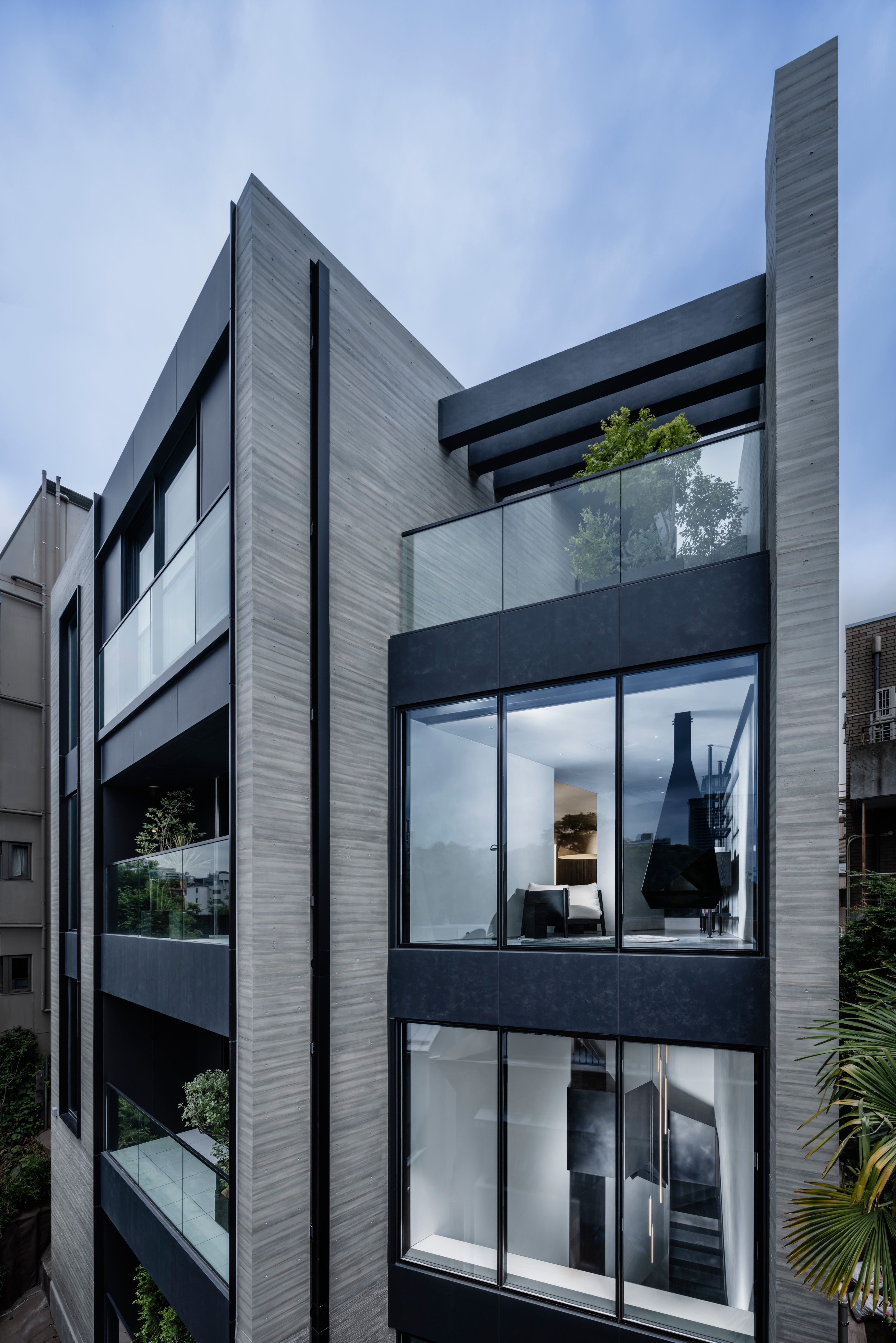 The rear facade of N°001 Minami Aoyama, Tokyo, by Aston Martin