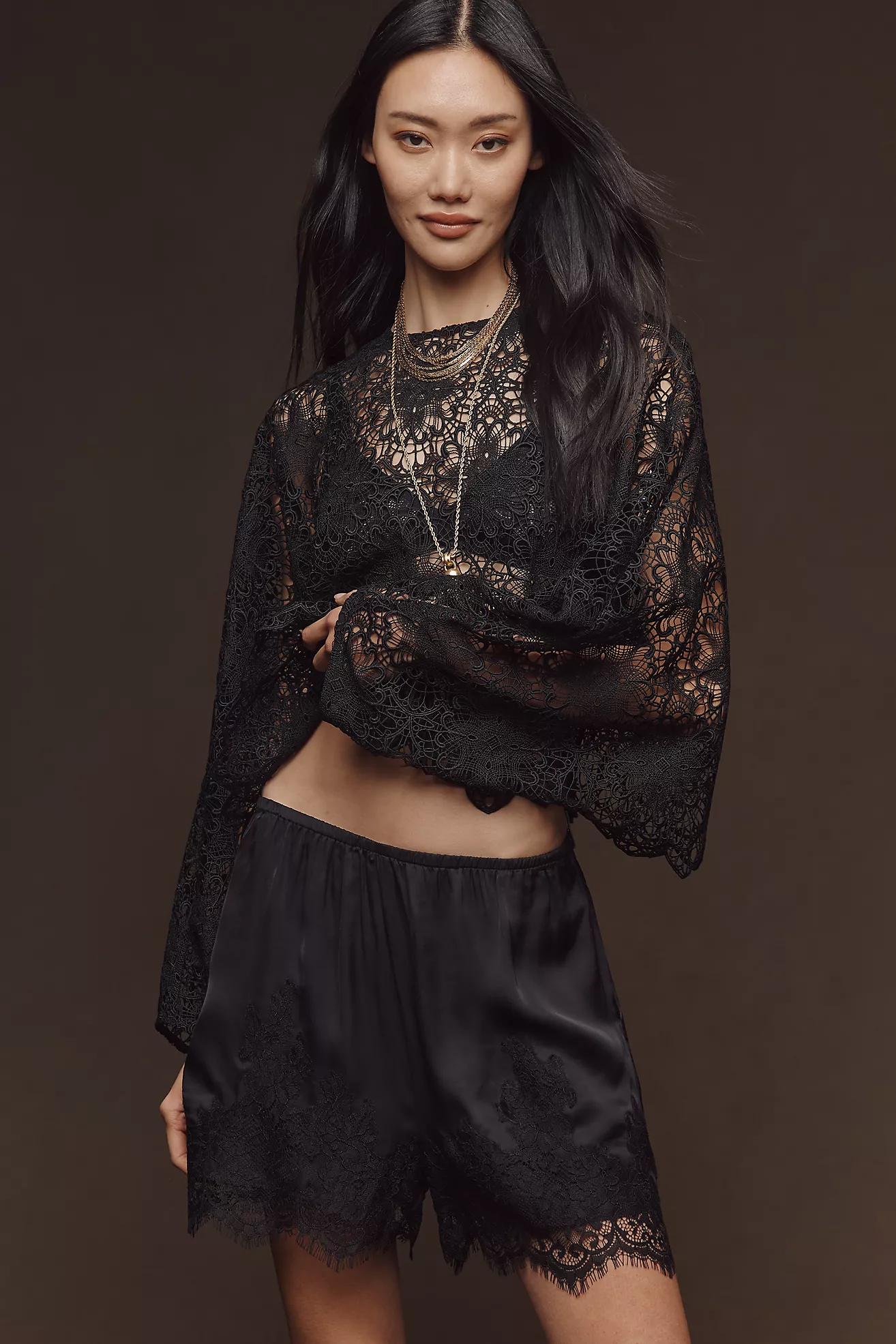 Lyrebird Lace-Trim Silky Shorts