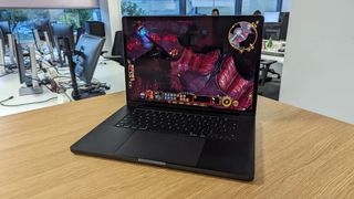 Baldur's Gate 3 playing on a MacBook Pro 16-inch