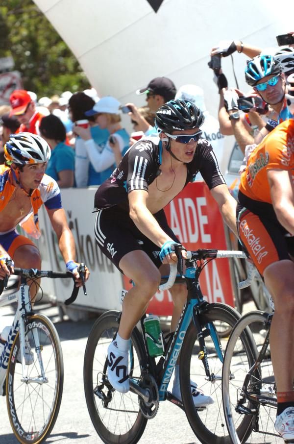 Ben Swift (Team Sky) with his jersey open, rides in the bunch