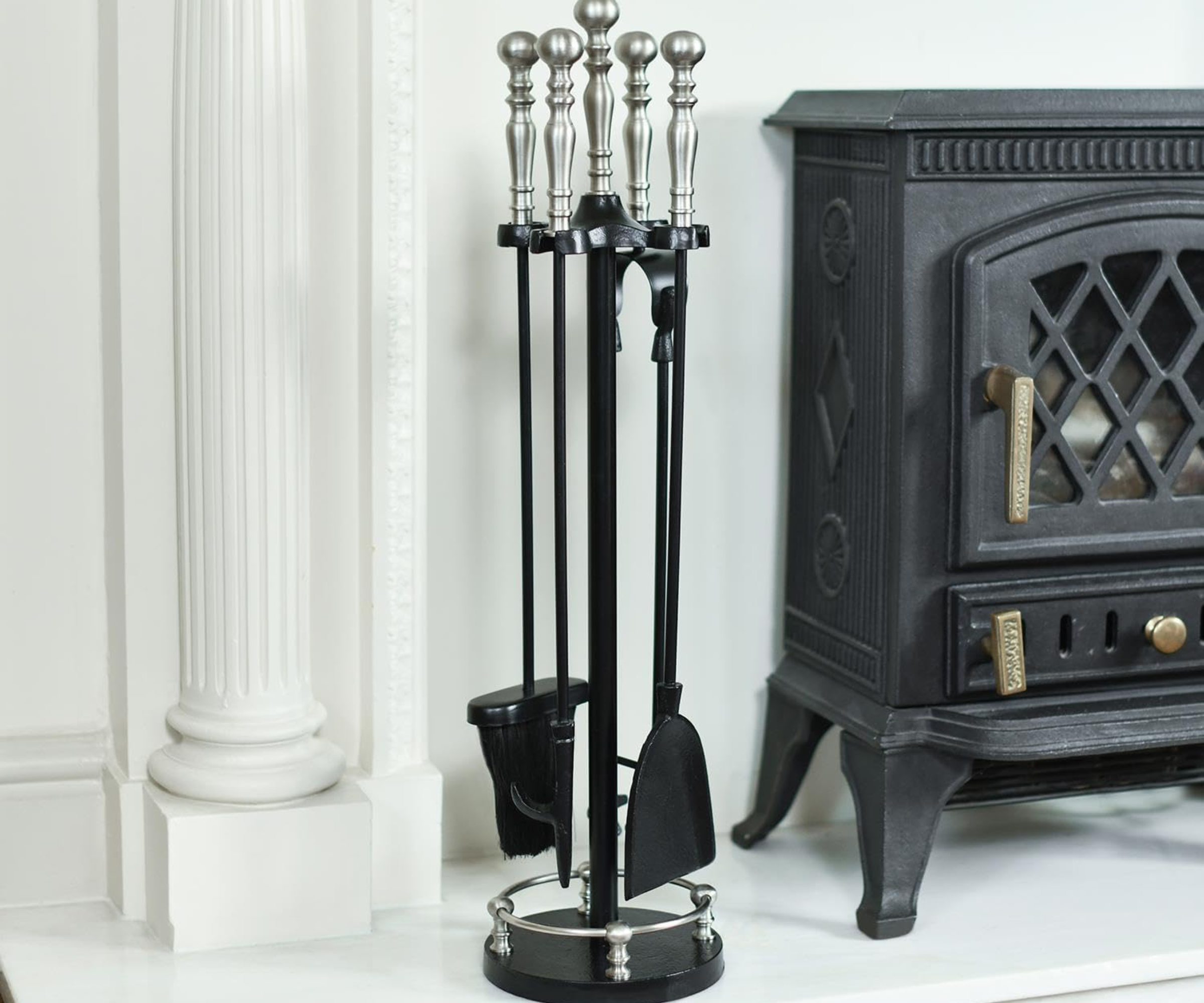 black country metal works 65cm tall traditional iron fireside companion set