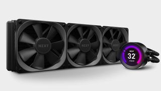 Лучший системы водяного охлаждения AIO 43 Процессорный кулер NZXT Kraken Z73 AIO на пустом фоне