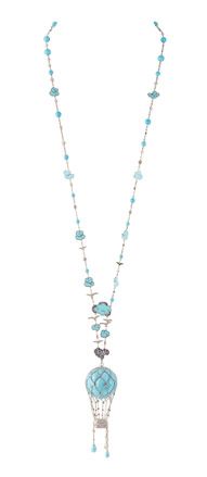 white and blue necklace