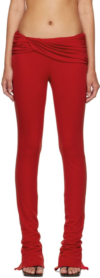 Red Draped Leggings