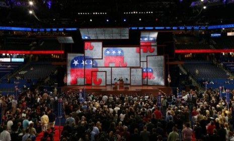 RNC Chairman Reince Priebus bangs the gavel to start the Republican National Convention at the Tampa Bay Times Forum on Aug. 27: Tuesday&amp;#039;s schedule will include speeches from New Jersey Gov. 