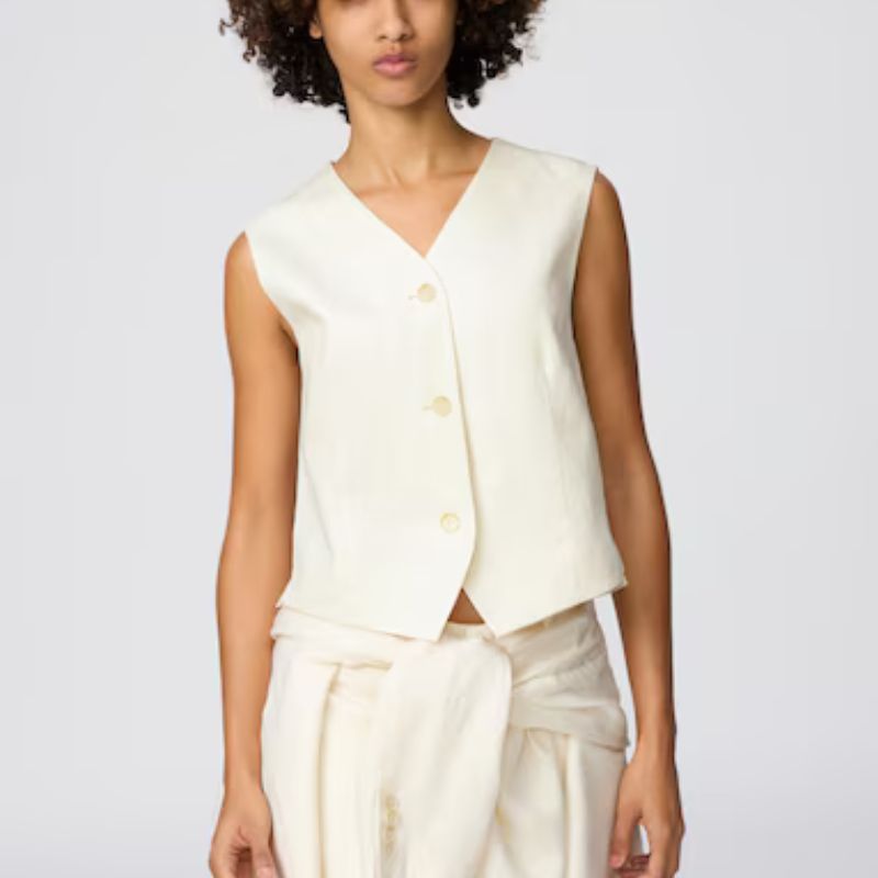 Uniqlo , 100% Premium Linen Vest in Off White