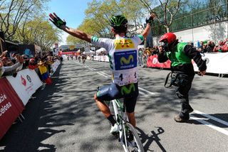 Alejandro Valverde moments after sprinting to his stage 7 win and wrapping up the overall title at the Volta a Catalunya