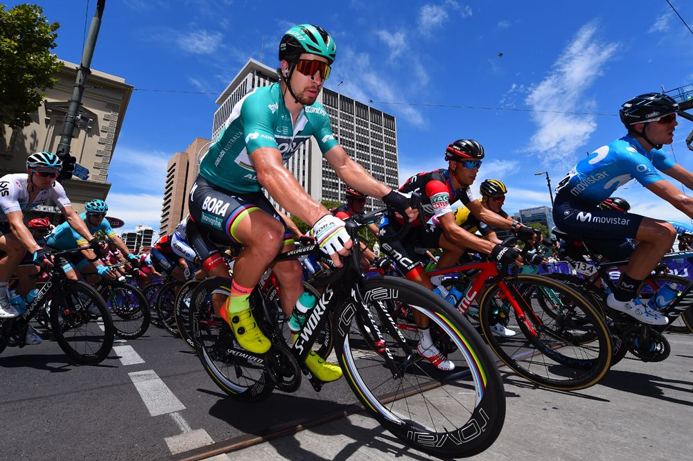 Peter Sagan (Bora-Hansgrohe) takes a corner