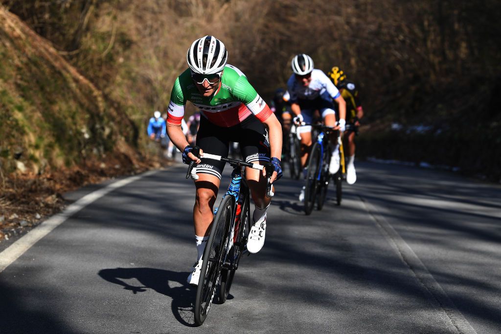 CITTIGLIO ITALY MARCH 21 Elisa Longo Borghini of Italy and Team Trek Segafredo during the 45th Trofeo Alfredo BindaComune di Cittiglio 2021 Womens Elite a 1418km stage from Cocquio Trevisago to Cittiglio 257m Attack Breakaway TrBinda UCIWWT on March 21 2021 in Cittiglio Italy Photo by Tim de WaeleGetty Images