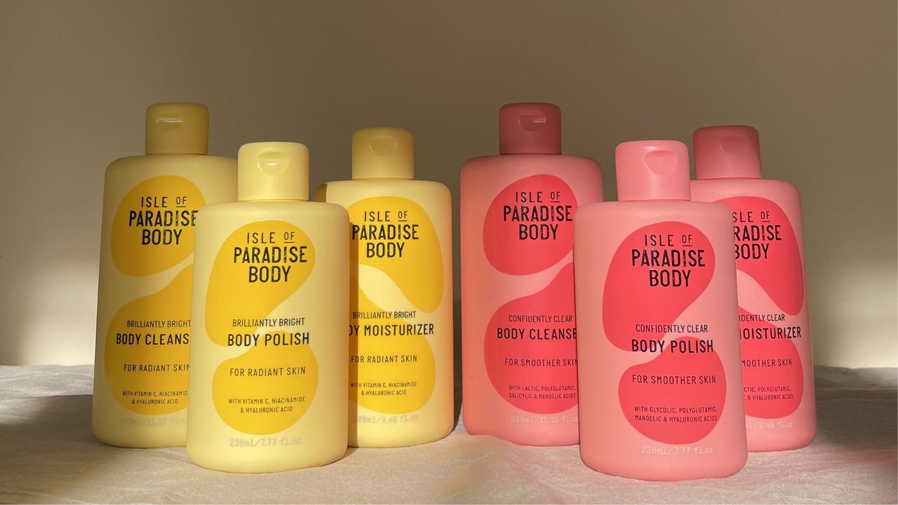 line up of the isle of paradise body care range