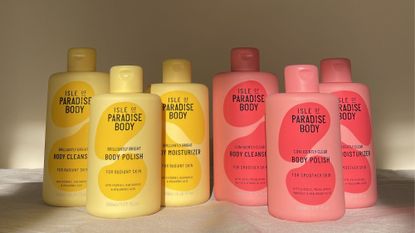 line up of the isle of paradise body care range