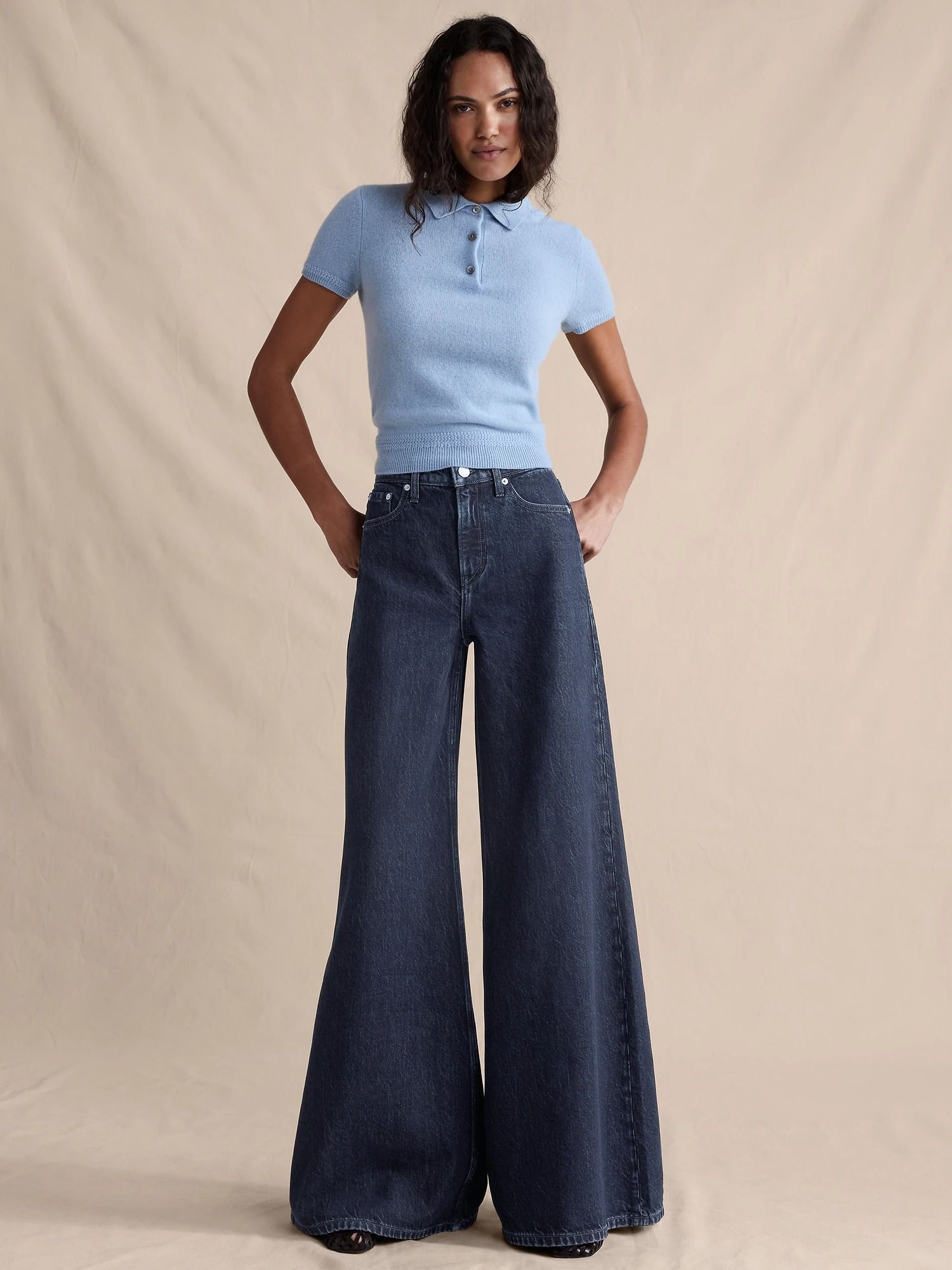 Banana Republic, High-Rise Wide-Leg Lightweight Palazzo Jeans