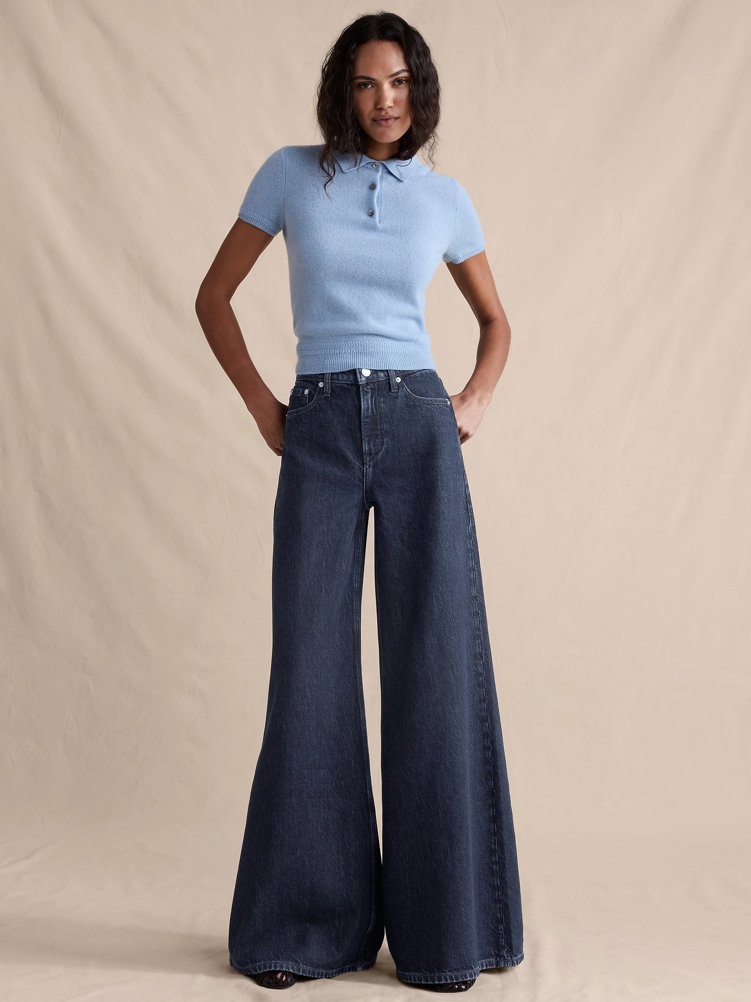 Banana Republic, High-Rise Wide-Leg Lightweight Palazzo Jeans