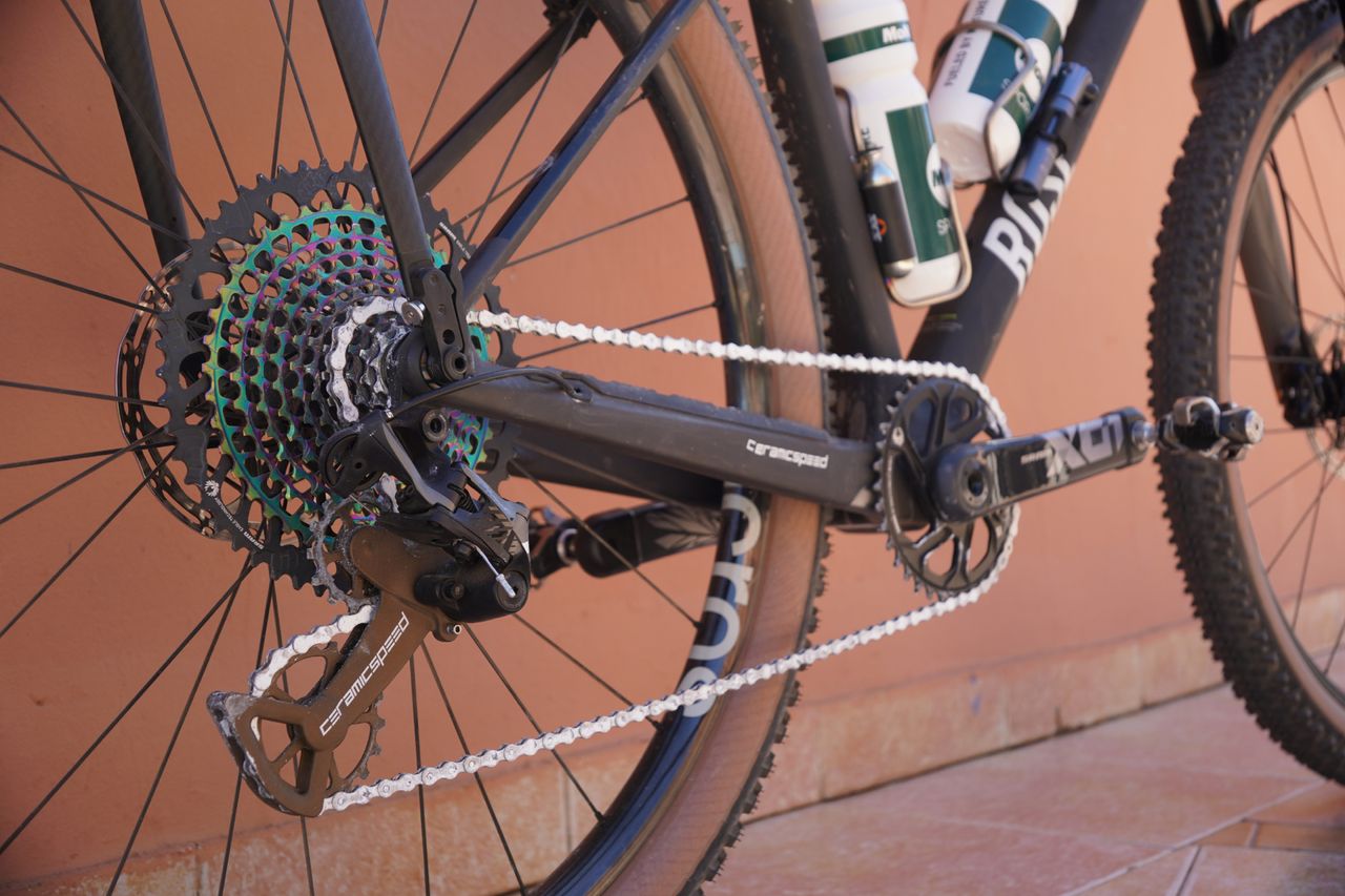 Image shows the tech on one of the bikes being ridden at the 2023 Atlas Mountain Race