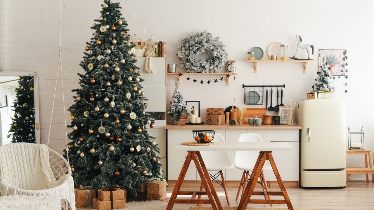 A Christmas tree in a small apartment