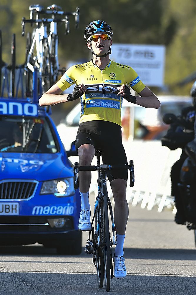 Woet Poels celebrates his victory on stage 4 of the Volta a la Comunitat Valenciana