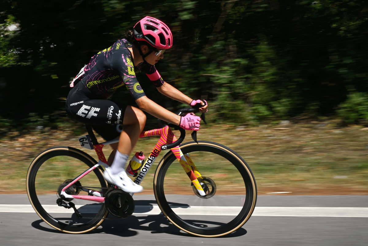 Emond at full speed during her 40km solo ride