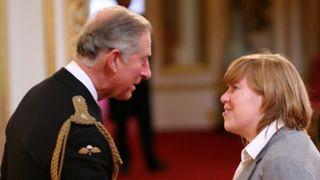 Allegra McEvedy receives her MBE from the Prince of Wales in 2008