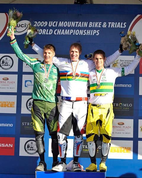 Men's podium: Greg Minnaar, Steve Peat, Michael Hannah