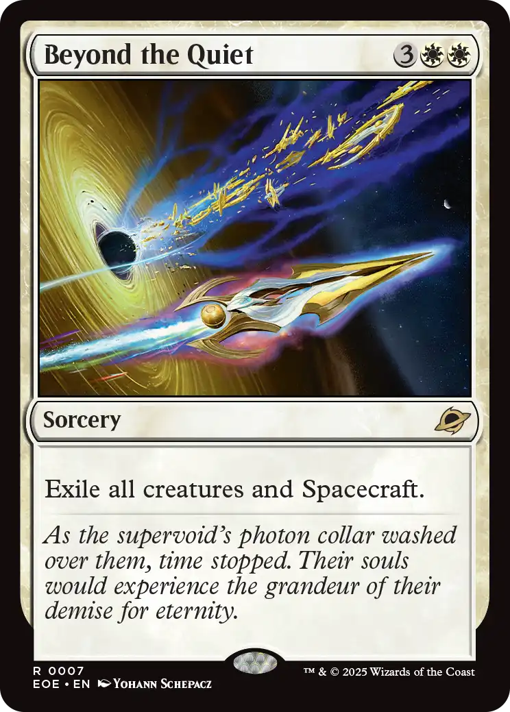 Artwork for the card "Beyond the Quiet" from the Edge of Eternities set in Magic: The Gathering