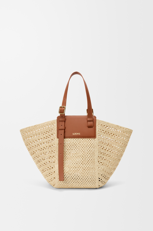 Medium Hammock Cabas in Raffia and Calfskin