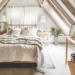 neutral attic bedroom