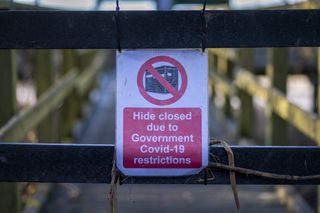 Closed area due to Covid19 restrictions at a nature reserve near Castleford, West Yorkshire