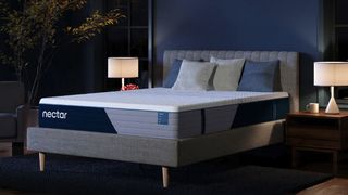 The Nectar Classic Hybrid Mattress on a bed frame in a bedroom