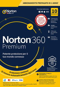 Licenza di 1 anno a Norton 360 Premium 2021 per 10 dispositivi a €24,99