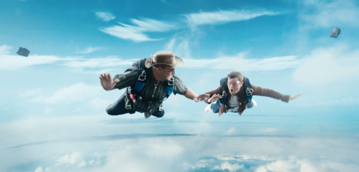 Ant and Dec jumping out of a helicopter for the I&#039;m A Celebrity 2022 trailer