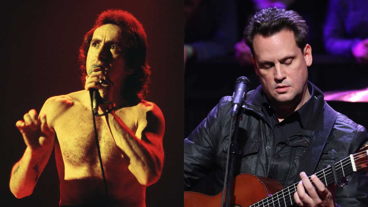 Bon Scott and Mark Kozelek onstage (composite image)