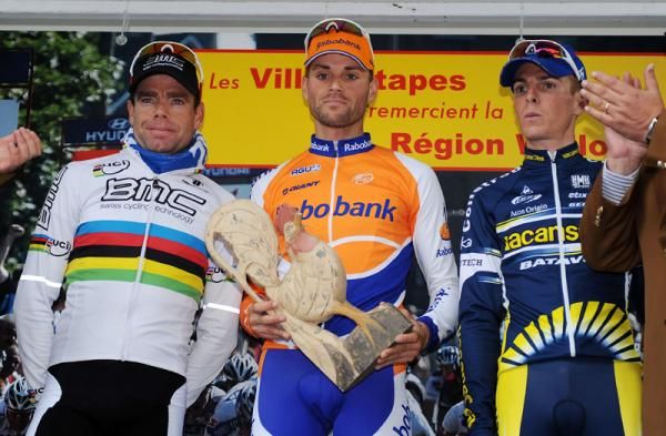 Cadel Evans (BMC), Paul Martens (Rabobank) and Riccardo Ricco (Vacansoleil Pro Cycling Team) on the podium