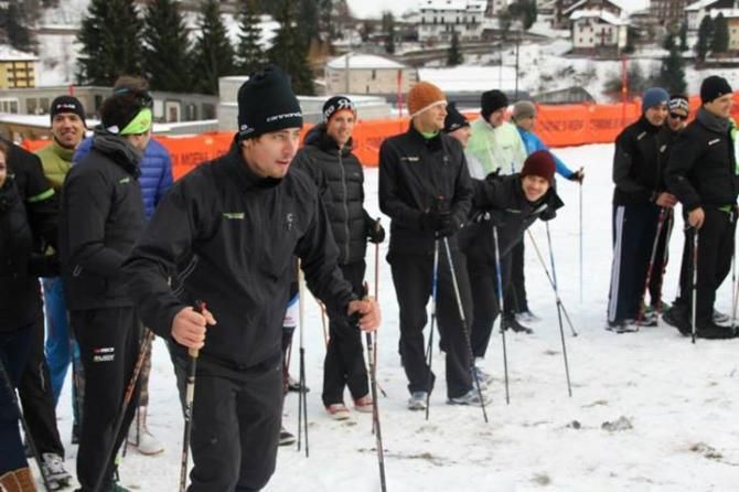 Peter Sagan and his Cannondale teammates on skis.