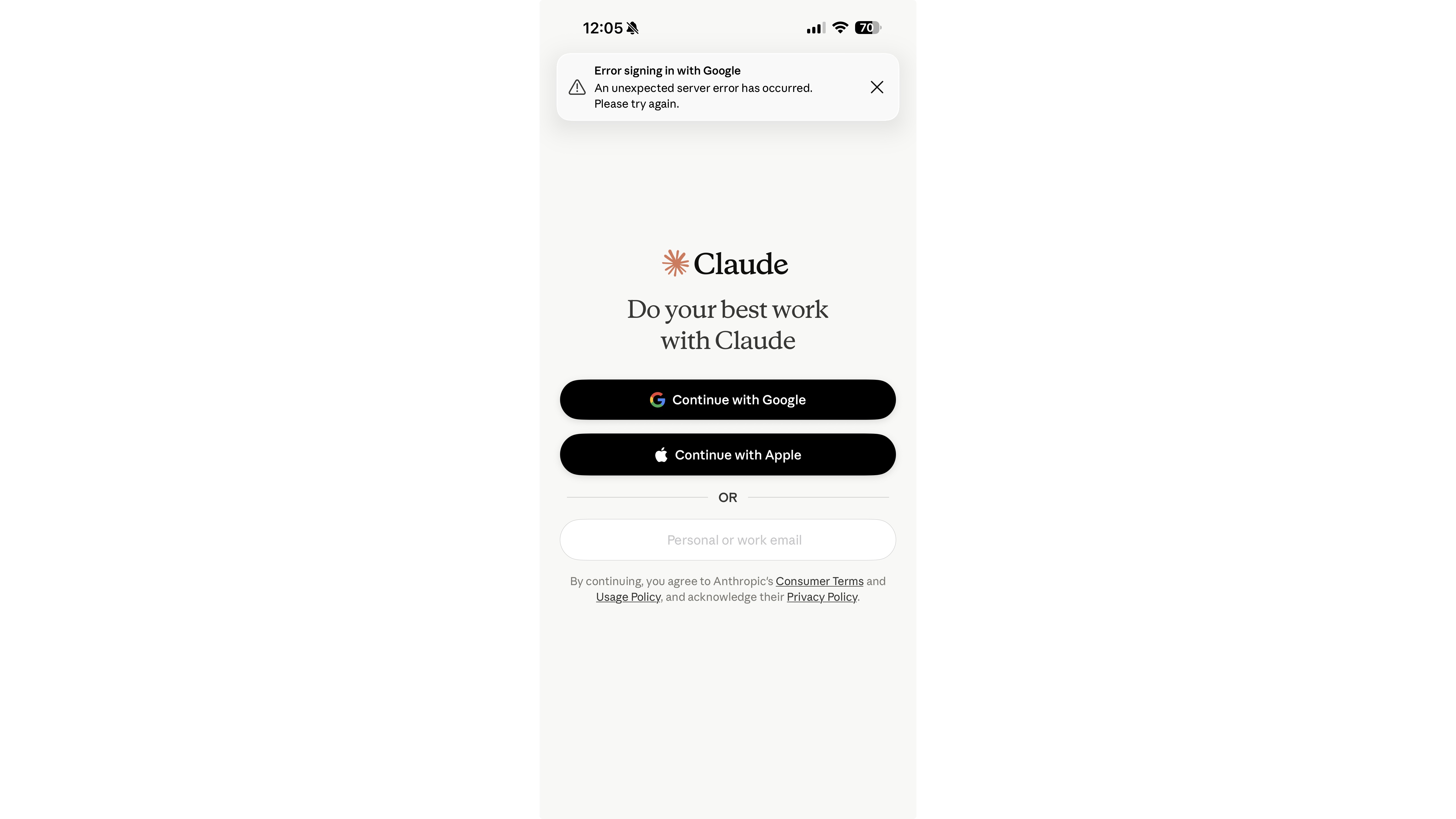 Claude login issue