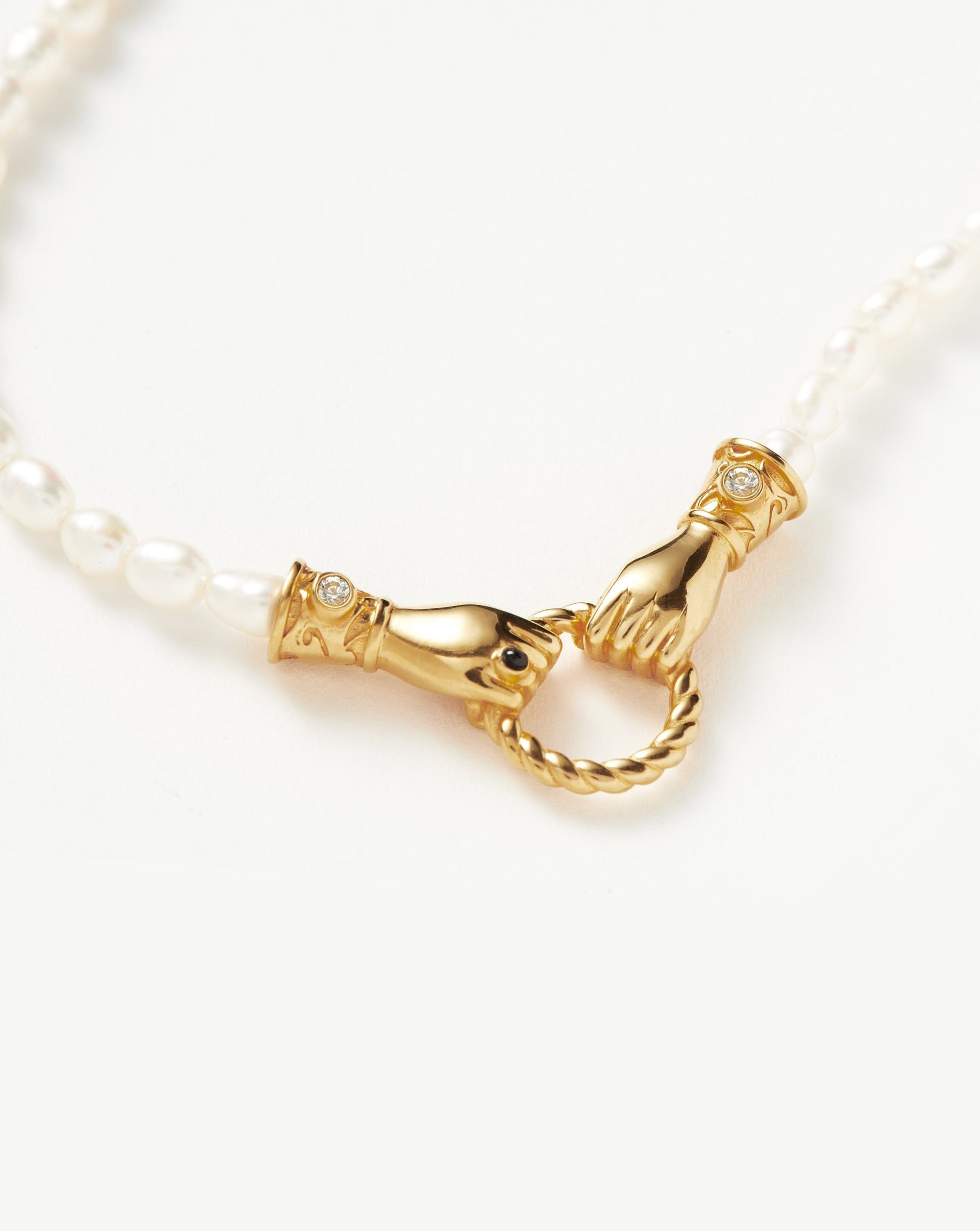Harris Reed in Good Hands Pearl Pendant Necklace | 18ct Gold Plated/pearl &amp; Black Onyx - 18ct Gold Plated, Pearl &amp; Black Onyx