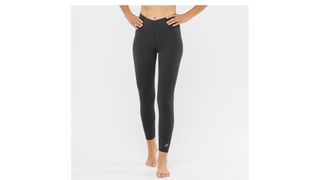 Black workout leggings from Salomon, one of the best workout leggings with pockets