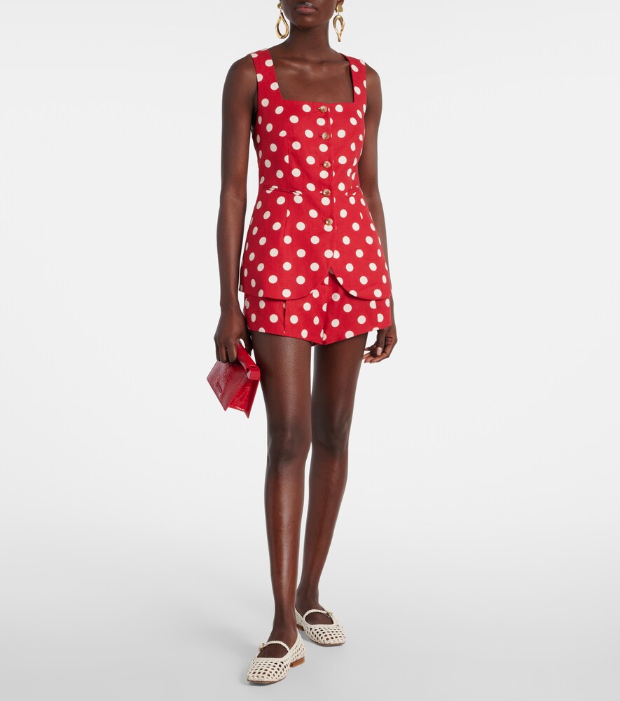 Lucille Polka-Dot Linen Vest