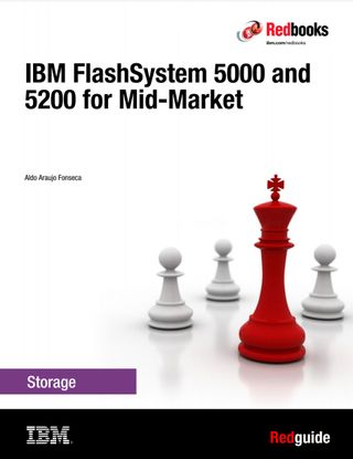 Chess pieces with three white pawns and one red king piece - whitepaper from IBM