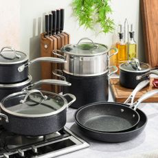 ProCook saucepan set in a kitchen 