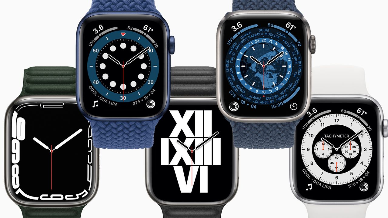 Five different Apple Watch faces