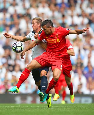 Tottenham Hotspur’s Harry Kane (left) and Liverpool’s Dejan Lovren battle for the ball in 2016